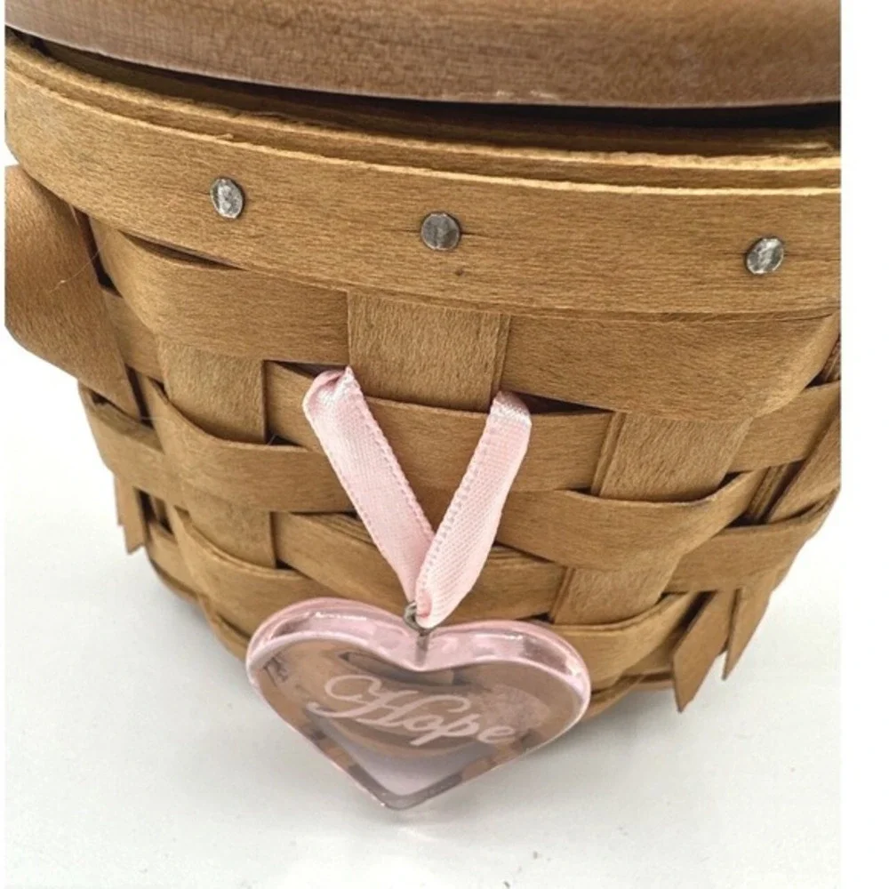 Longaberger 2006 Horizon of Hope Basket Wood Lid‎ Liner Heart Charm Vintage 18